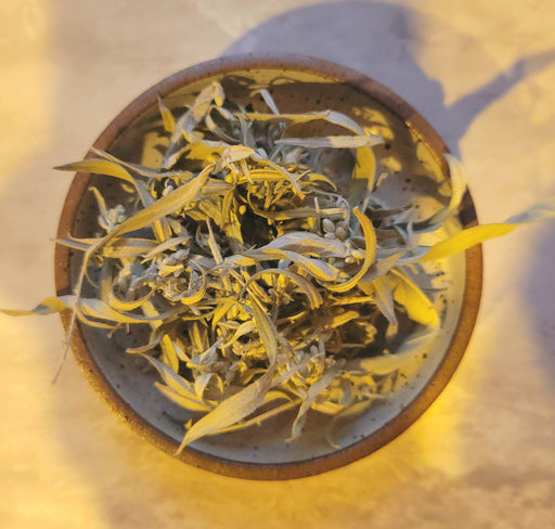 Western mugwort in a ceramic bowl