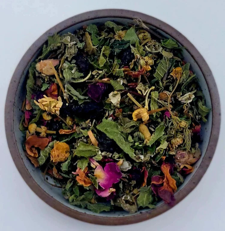 Blueberry Moon Tea in ceramic dish