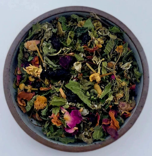 Blueberry Moon Tea in ceramic dish