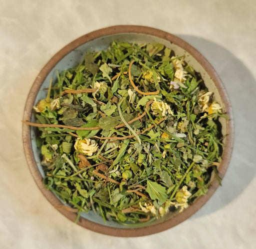 Valerian Dreams tea in ceramic bowl
